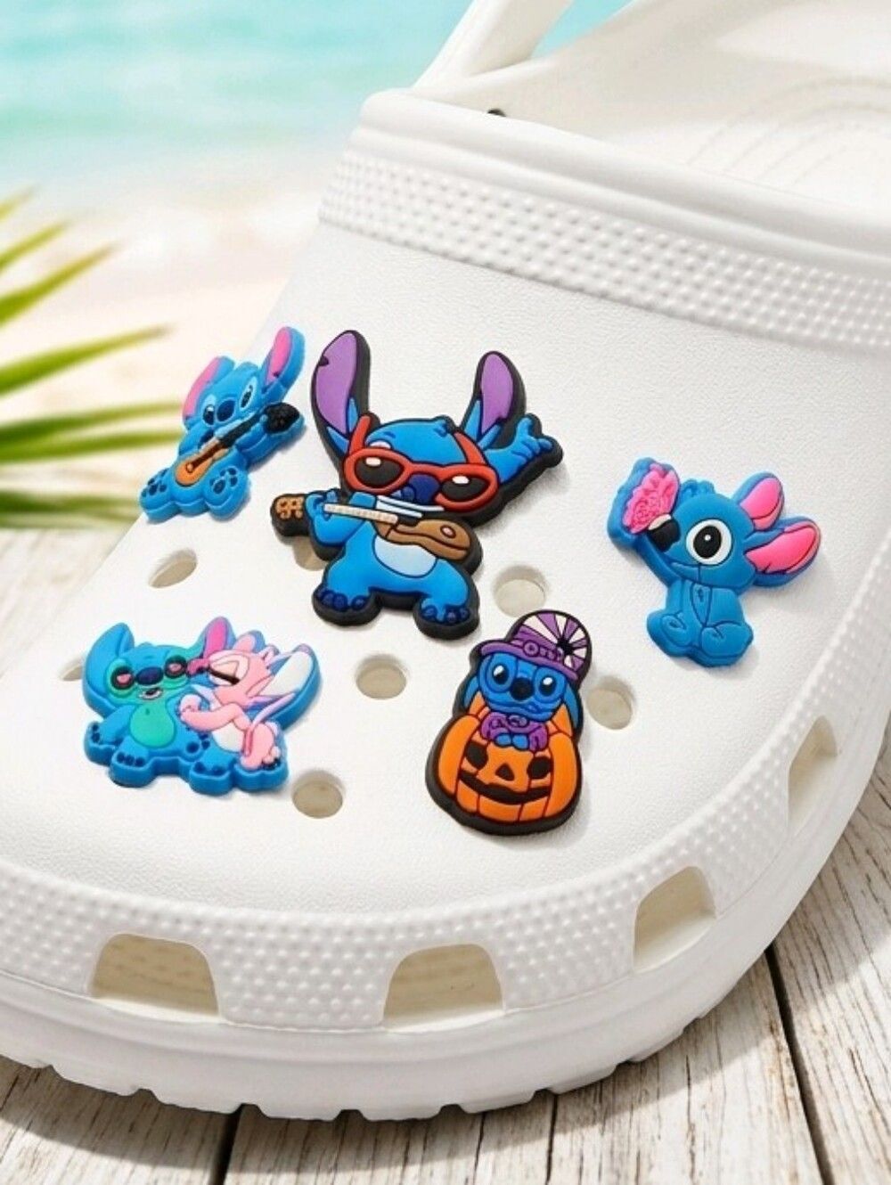 Lilo & Stitch Croc Charms 5pc Set Disney Shoe Charms Jibbitz Style Guitar Bundle